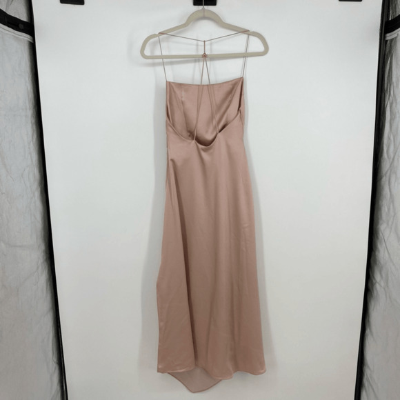 Significant Other Slip Midi Dress Size 4 Asymmetric Hem Cowl Neck Satin Pink - Picture 9 of 12